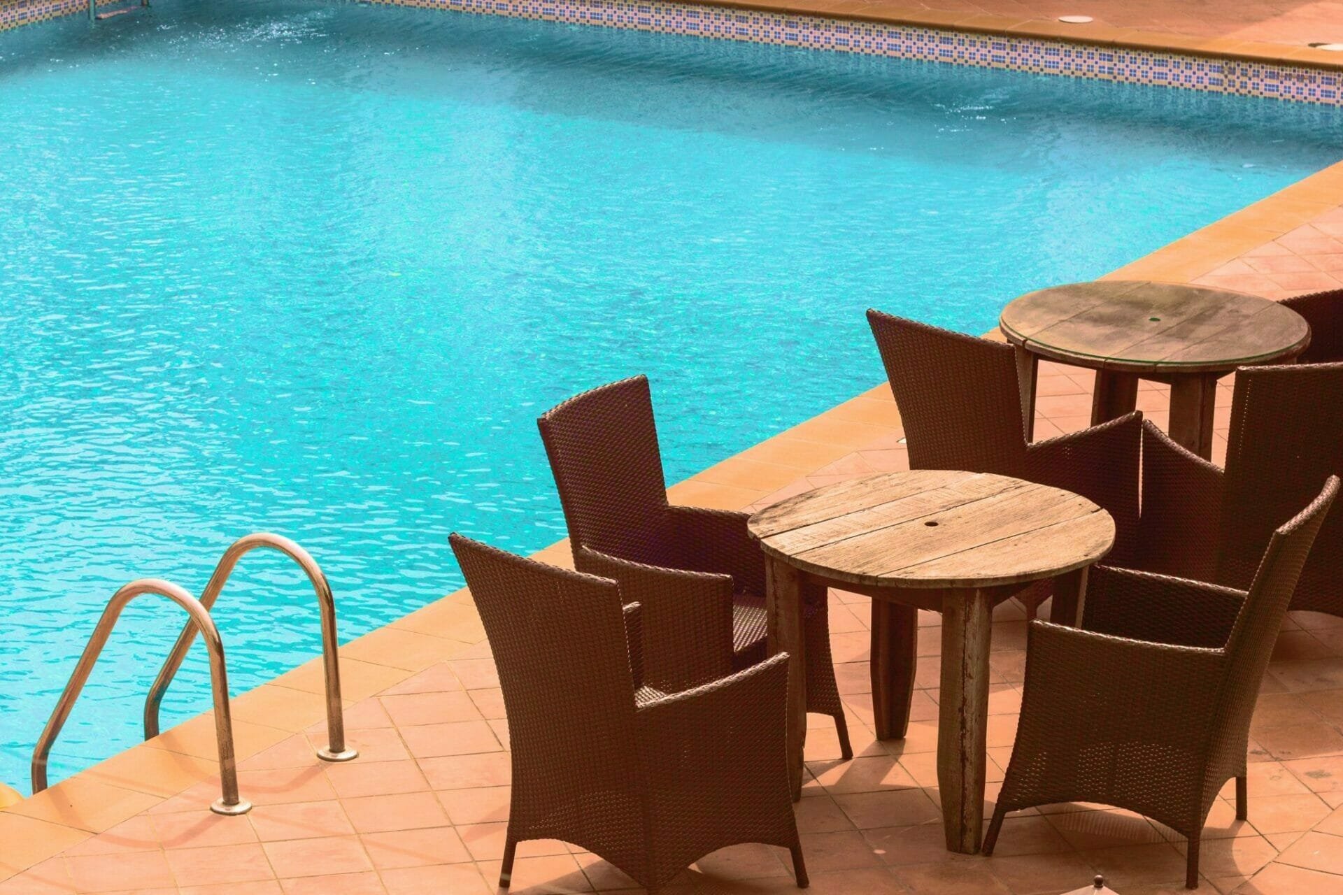 Pool deck and coping under intense Arizona summer sun